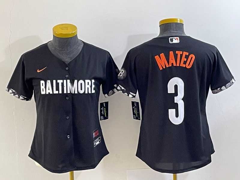 Youth Baltimore Orioles #3 Jorge Mateo Black 2023 City Connect Cool Base Stitched Jerseys